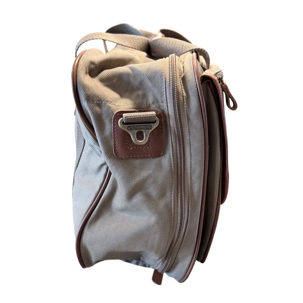 Eddie Bauer Vintage Canvas Leather Trim Duffle Bag Tan Weekend Travel Carry On